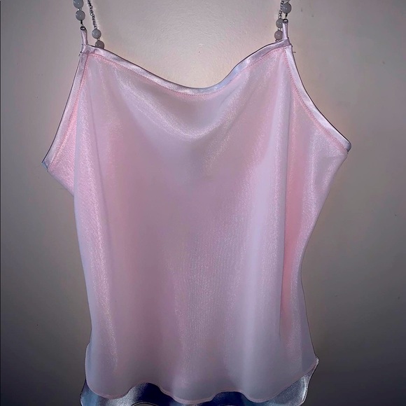 Satin pink cami tank top - Picture 3 of 3